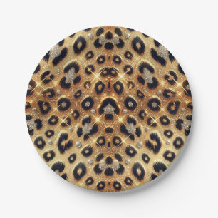 Funkeln Glamour Gold Schwarz Leopard Cheetah Druck Pappteller