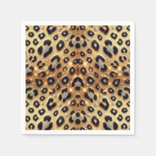 Funkeln Glamour Gold Schwarz Leopard Cheetah Druck Serviette
