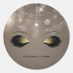 Funkeln Glitter Glamour Gold Make-up Wimpern Maßan Runder Aufkleber
