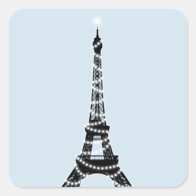 Funkeln-heller Eiffelturm-Aufkleber - Blau Quadratischer Aufkleber (Vorderseite)