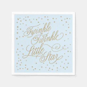Funkeln-Stern-Gold u. blaue Babyparty Serviette