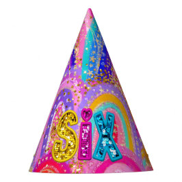Funkelnd 6. Rainbow Sequin Gold Glitzer Maximalist Partyhütchen