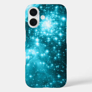 Funkelnd Aqua und Aquamarine Himmelsstars iPhone 16 Hülle