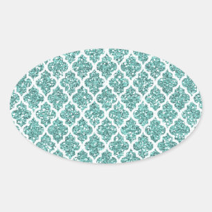 funkelnd Aquamarin Ovaler Aufkleber