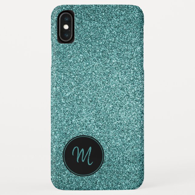 Funkelnd Aquamarine Imitat Glitzer Monogramm Minim Case-Mate iPhone Hülle (Rückseite)