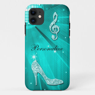 Funkelnd aquamarine Musik-Anmerkung u. Case-Mate iPhone Hülle