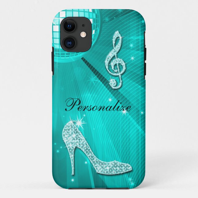 Funkelnd aquamarine Musik-Anmerkung u. Case-Mate iPhone Hülle (Rückseite)