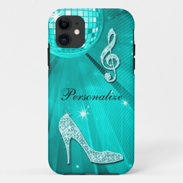 Funkelnd aquamarine Musik-Anmerkung u. Case-Mate iPhone Hülle (Rückseite)