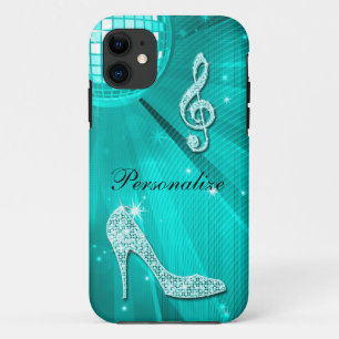Funkelnd aquamarine Musik-Anmerkung u. iPhone 11 Hülle