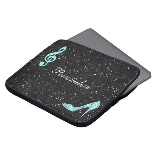 Funkelnd aquamarine Musik-Anmerkung u. Laptopschutzhülle (Vorne Oben)