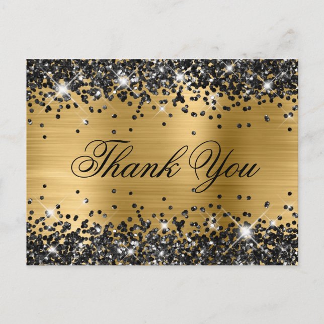 Funkelnd Black Glitzer Gold Foil Extravagant Viele Postkarte (Vorderseite)