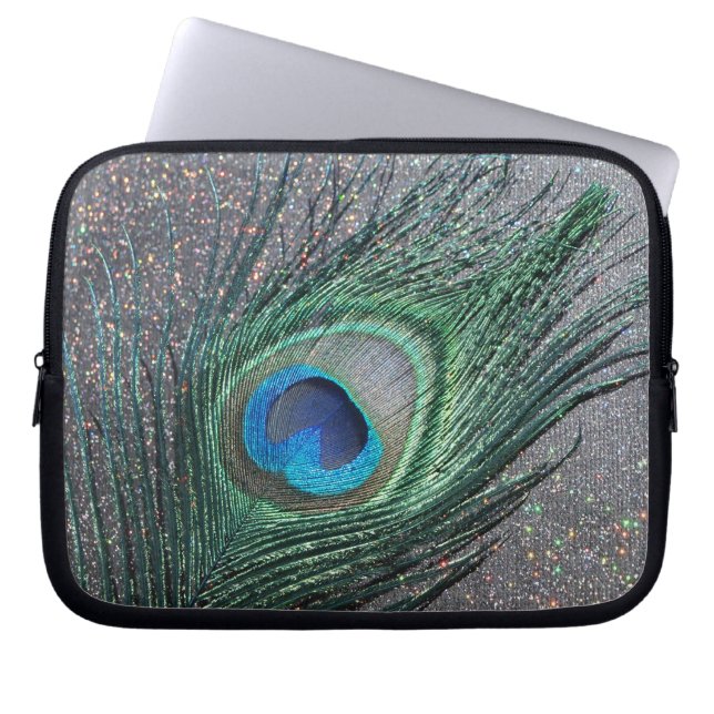 Funkelnd Black Peacock Fee Stillleben Laptopschutzhülle (Vorderseite)