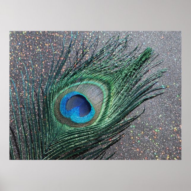 Funkelnd Black Peacock Fee Stillleben Poster (Vorne)