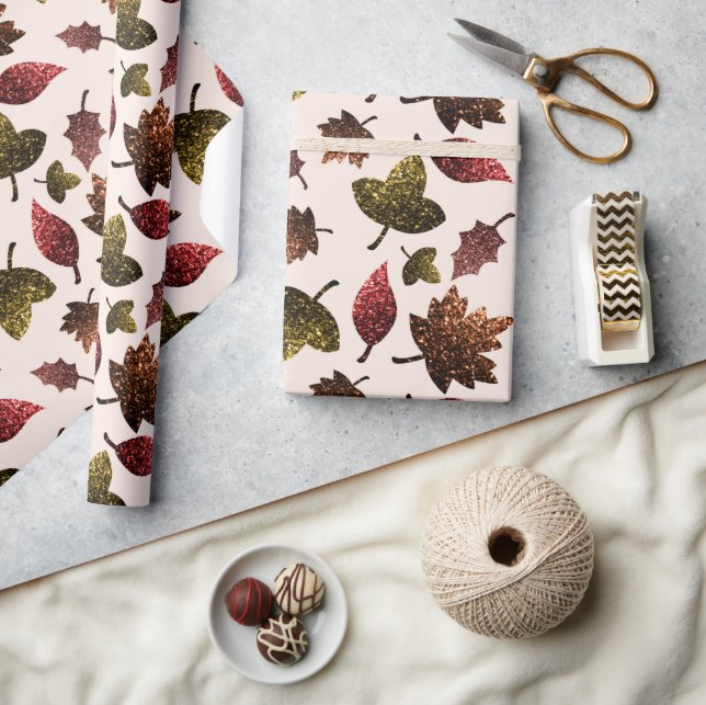 Funkelnd Blätter fallen herbstliche Glitzern ab Geschenkpapier (Kunsthandwerk)