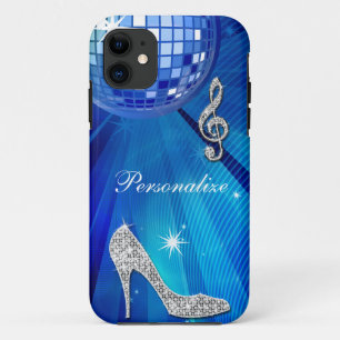 Funkelnd blaue/silberne Musik-Anmerkung u. Case-Mate iPhone Hülle