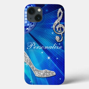 Funkelnd blaue/silberne Musik-Anmerkung u. Case-Mate iPhone Hülle