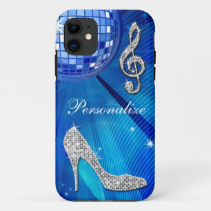 Funkelnd blaue/silberne Musik-Anmerkung u. Case-Mate iPhone Hülle
