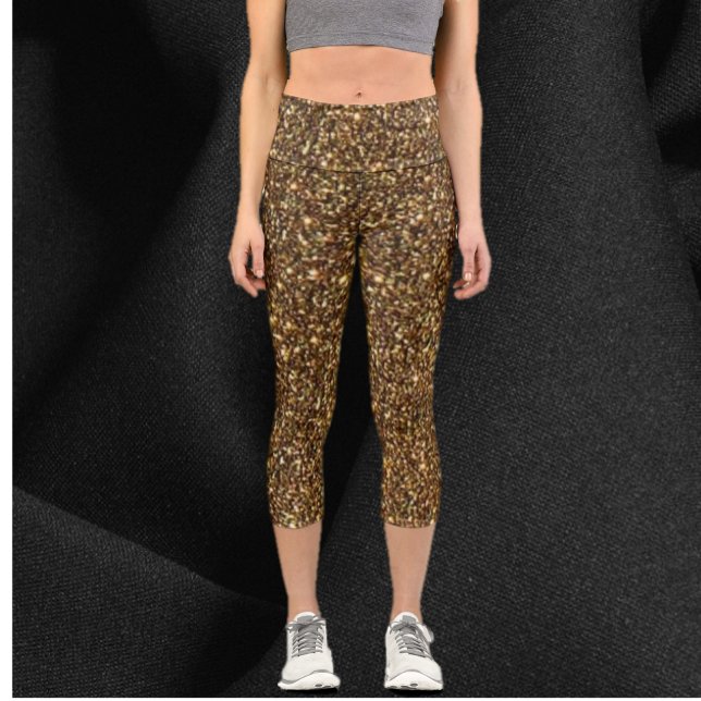 Funkelnd Bronze-Glitzer Capri Leggings (Von Creator hochgeladen)