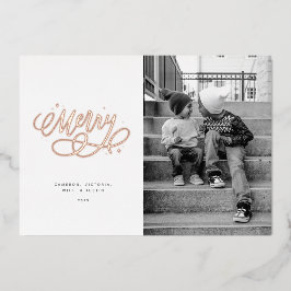 Funkelnd Bubbly Script Merry Holiday Foil Card Folien Feiertagskarte