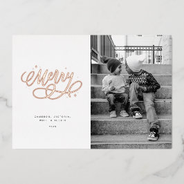 Funkelnd Bubbly Script Merry Holiday Foil Card Folien Feiertagskarte