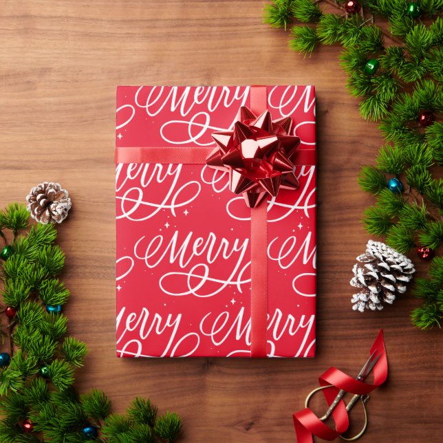 Funkelnd Bubbly Script Merry Holiday Geschenkpapier (Feiertagsgeschenk)