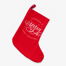Funkelnd Bubbly Script Merry Holiday Kleiner Weihnachtsstrumpf