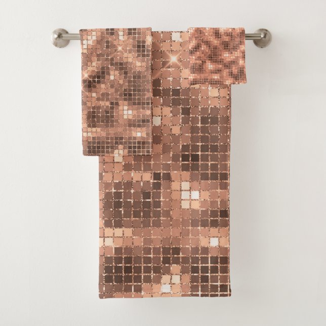 Funkelnd Champagne Gold Luxury Sparkle Girly Badhandtuch Set (Insitu)