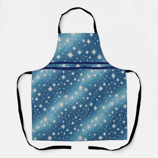 Funkelnd Dekorative Blue Silver Schürze (Vorderseite)