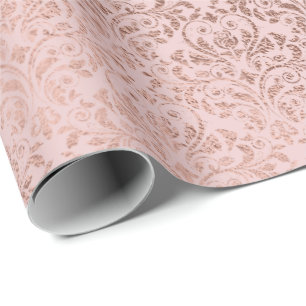 Funkelnd Diamanten Blush Damask Pink Rose Gold Geschenkpapier