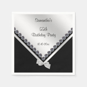 Funkelnd Diamanten u. Silber-Bogen-55. Geburtstag Serviette