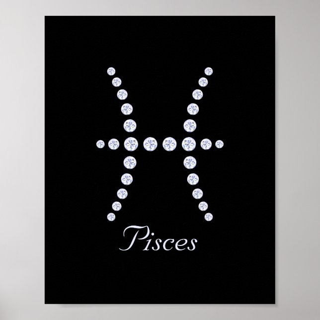 Funkelnd Diamantpisces Zodiac-Symbol Poster (Vorne)
