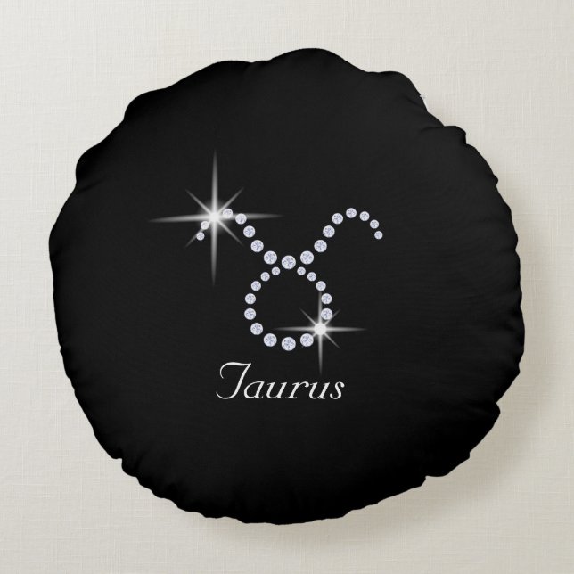Funkelnd Diamond Taurus Rundes Kissen (Rückseite)