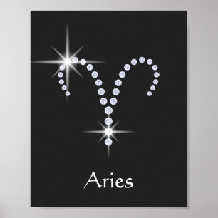 Funkelnd Diamonds Aries Zodiac-Symbol Poster