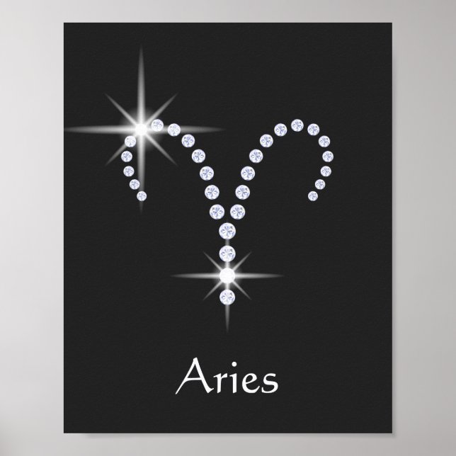 Funkelnd Diamonds Aries Zodiac-Symbol Poster (Vorne)