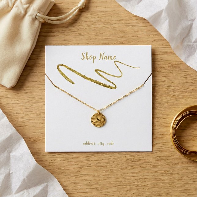 Funkelnd eckige Halskette (Gold sparkly squiggle necklace display card.)