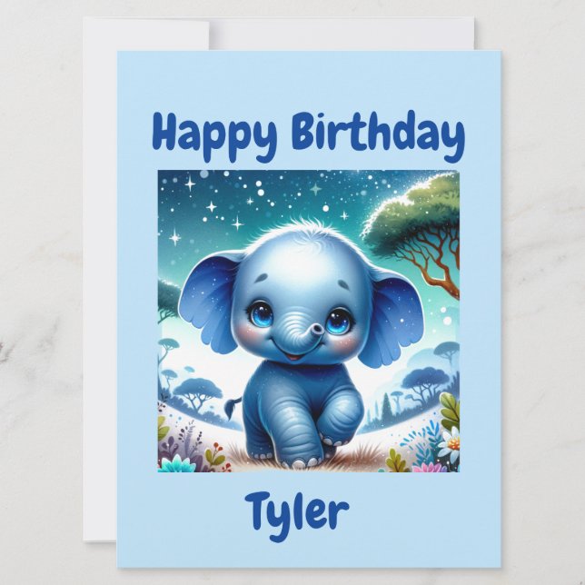 Funkelnd Elefant unter einem Sternenhimmel Karte (Vorderseite)
