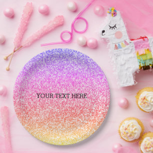 Funkelnd elegante, girly Regenbogen bunte süße Pappteller