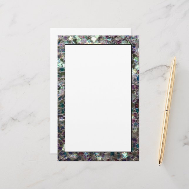 Funkelnd farbiges Silbermosaik Briefpapier (Vorderseite/Rückseite Beispiel)