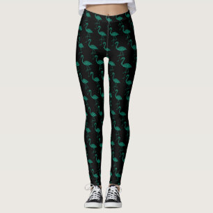 Funkelnd Flamingo Emerald Glitzer Muster schwarz Leggings