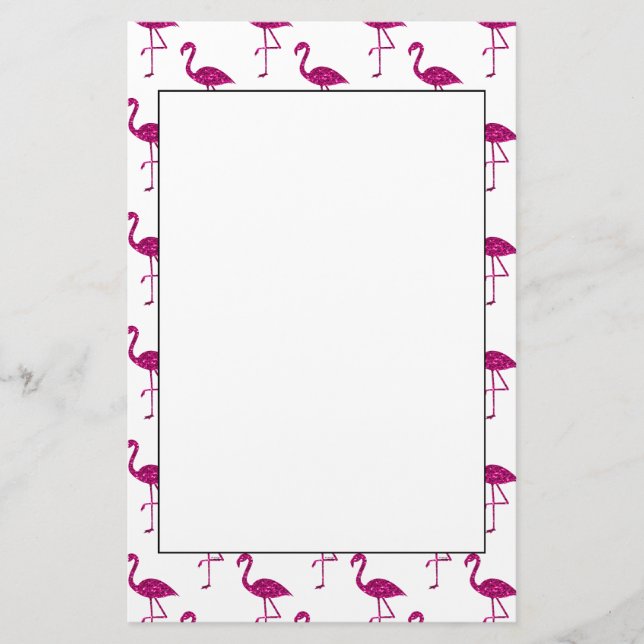 Funkelnd Flamingo Rosa Glitzer Glitzern Muster Briefpapier (Vorderseite)