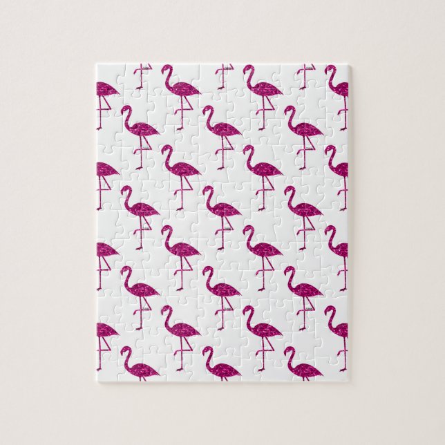 Funkelnd Flamingo Rosa Glitzer Glitzern Muster Puzzle (Vertikal)