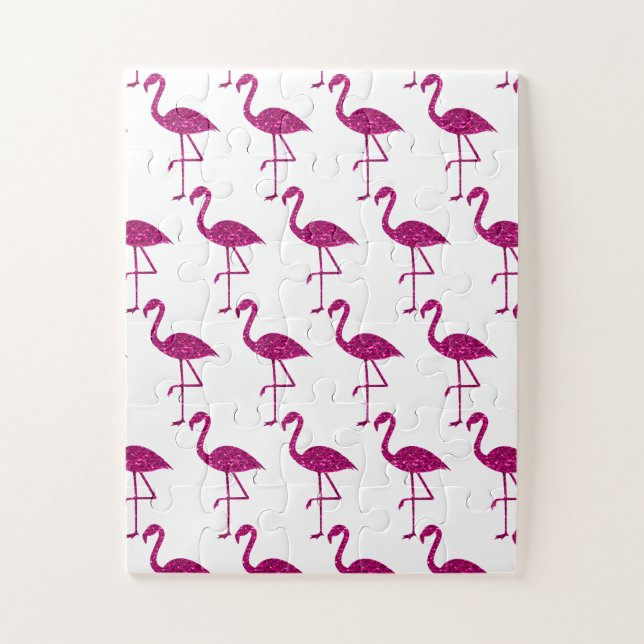Funkelnd Flamingo Rosa Glitzer Imitate Glitzern we Puzzle (Vertikal)