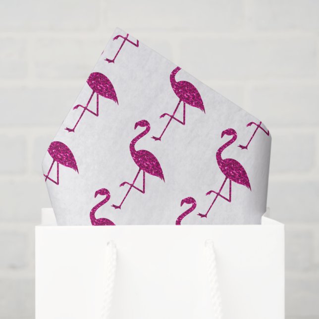 Funkelnd Flamingo Rosa Glitzer-Muster weiß Seidenpapier (Geschenktüte)