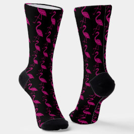 Funkelnd Flamingo Rosa Glitzer Schwarz Socken