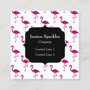 Funkelnd Flamingo Rosa Glitzern Monogramm Quadratische Visitenkarte