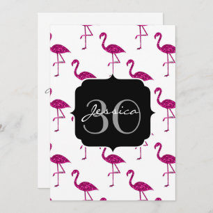 Funkelnd Flamingo-Rosa Muster Monogramm-Einladung Einladung