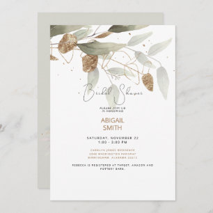 Funkelnd Foliage Taupe Brautparty Einladung