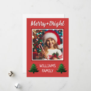 Funkelnd, fröhlicher Weihnachtsbaum Custom Foto Feiertagskarte