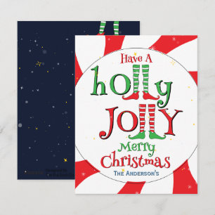 Funkelnd Fun Holly Jolly Merry Christmas Elf Legs Feiertagskarte