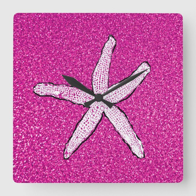 Funkelnd Girls Room Quadratische Wanduhr (Vorderseite)